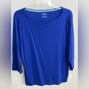 NWT Talbots 3X Women's Royal Blue Long Sleeve Top Pima Cotton 3/4 Sleeve